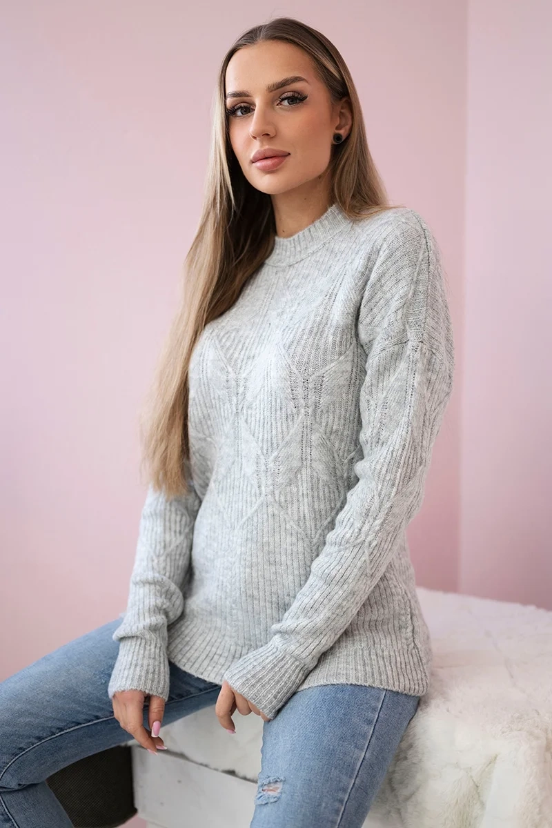 Kesi Dámský svetr s modním vzorem Isla Barva: Šedá, Velikost: UNI