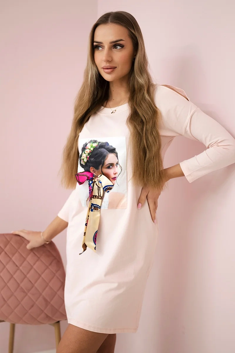 Kesi Šaty 66826 s grafikou a barevnou 3D Barva: Růžová - světle, Velikost: UNI