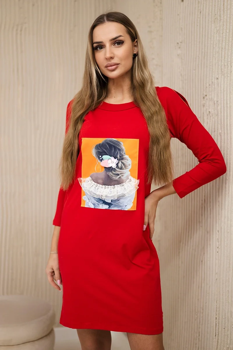 Kesi Šaty Monty s 3D grafikou Barva: Červená, Velikost: UNI