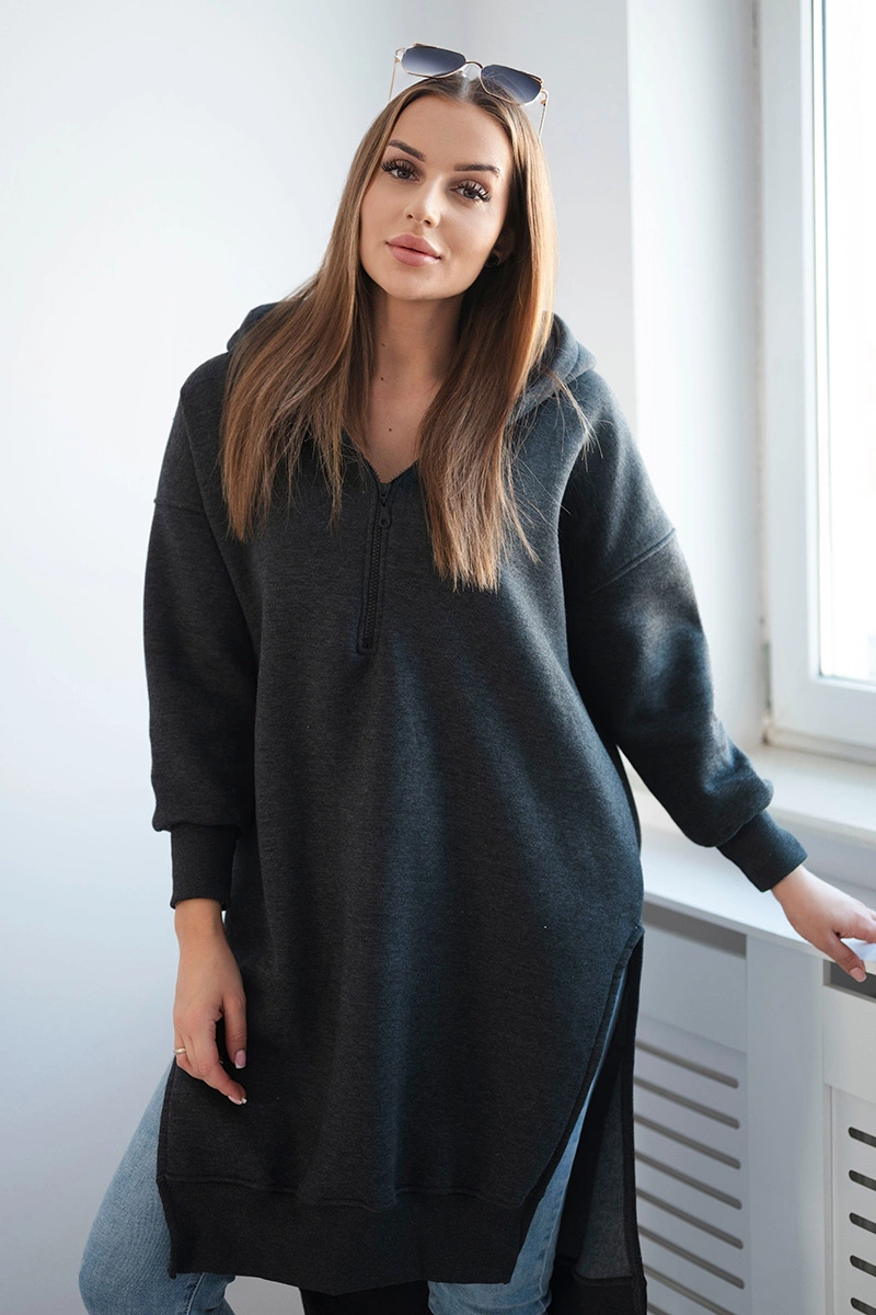 Kesi Zateplená mikina Heidi s bočními rozparky Barva: Šedá - tmavě, Velikost: UNI