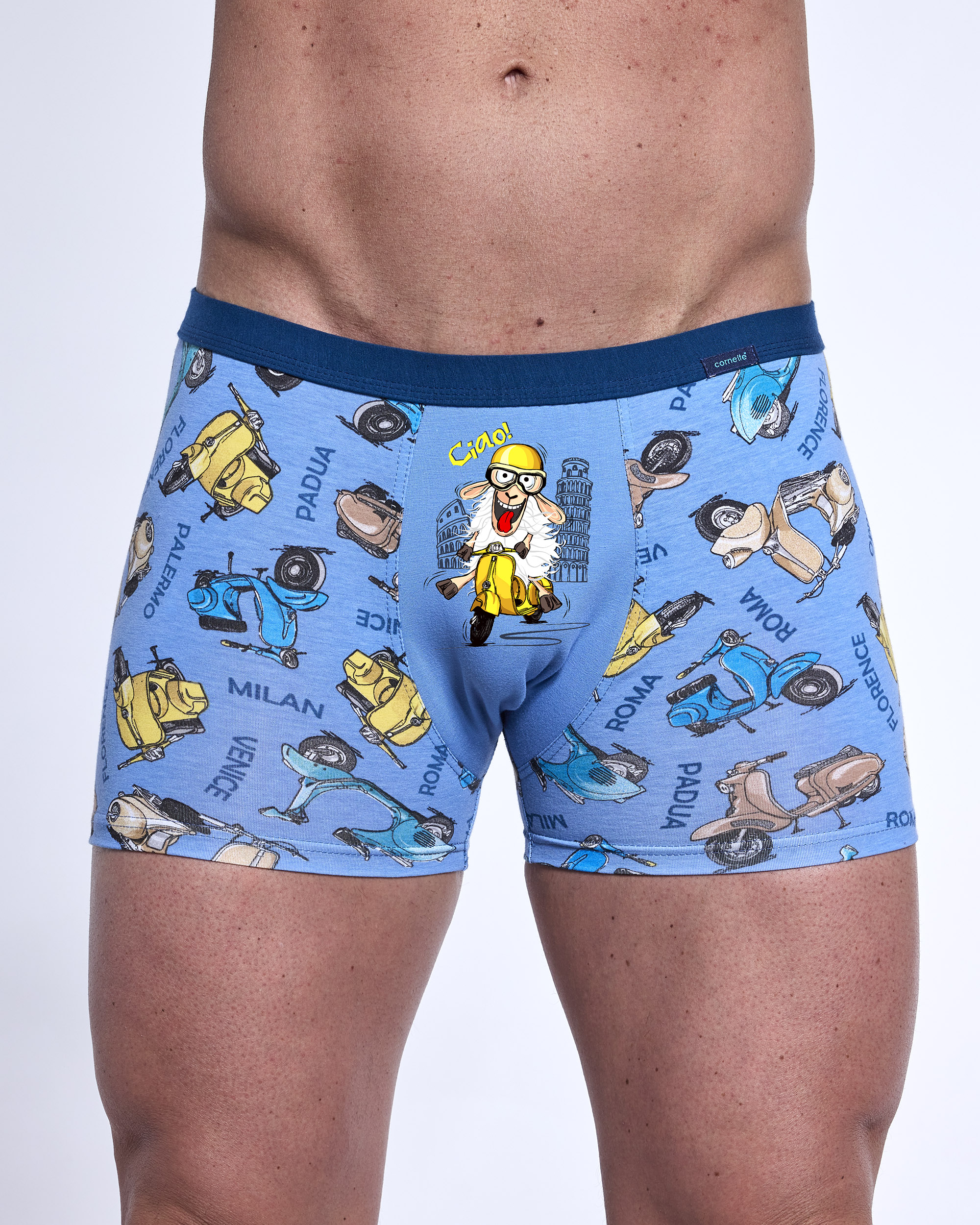 Boxerky Cornette Tattoo 280/243 Ciao Barva: Modrá, Velikost: L