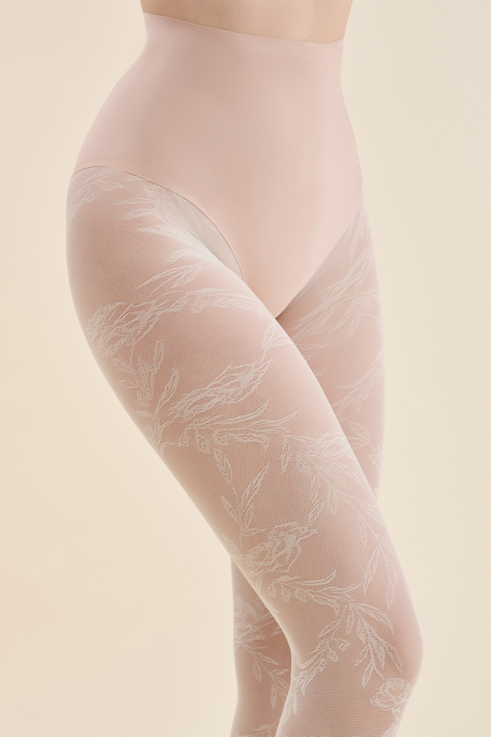 Silonkové punčocháče Gabriella Floral Code 576 Barva: Smetanová, Velikost: S