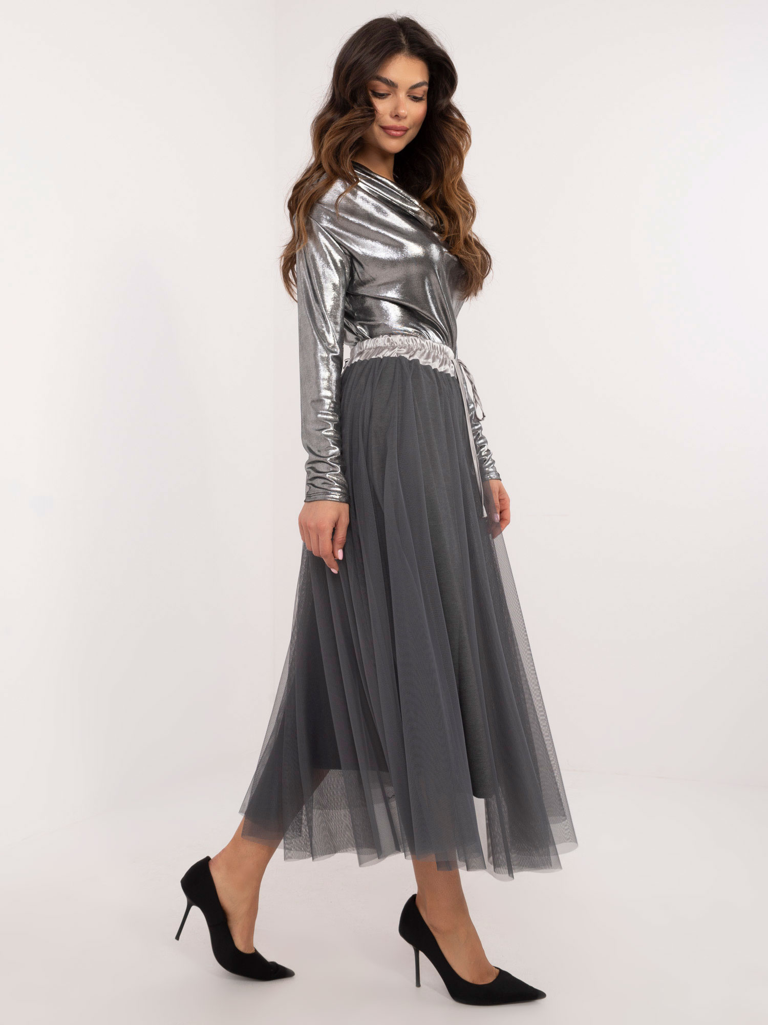 ITALY MODA Sukně -DHJ-SD-19981.03 Barva: Šedá, Velikost: UNI