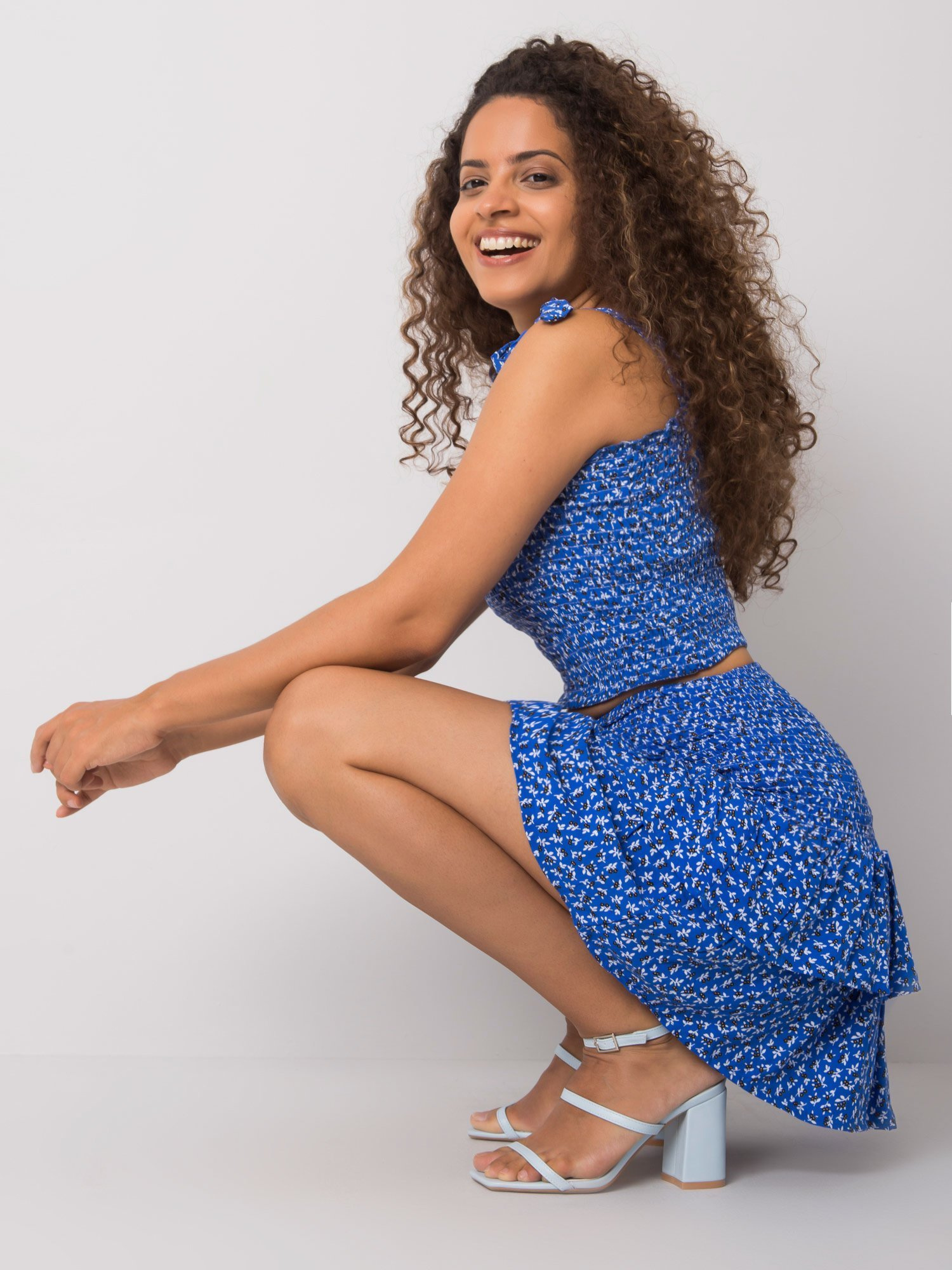 RUE PARIS Dámská sukně RO-SD-2511-6.14P Barva: Modrá - tmavě, Velikost: M