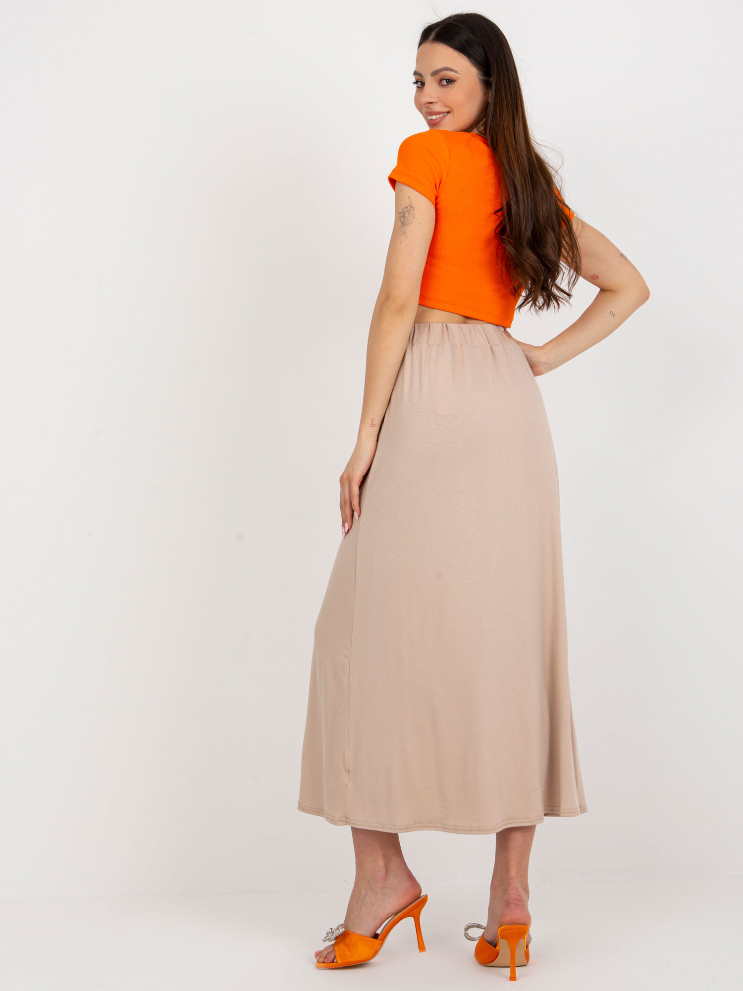 RUE PARIS Dámská sukně WN-SD-5005.13 Barva: Béžová, Velikost: S/M