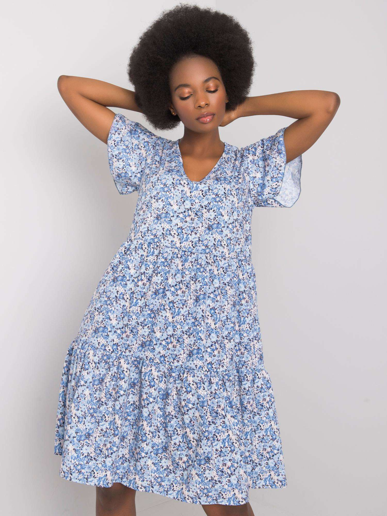 RUE PARIS Šaty -WN-SK-842-2.37P Barva: Modrá, Velikost: S