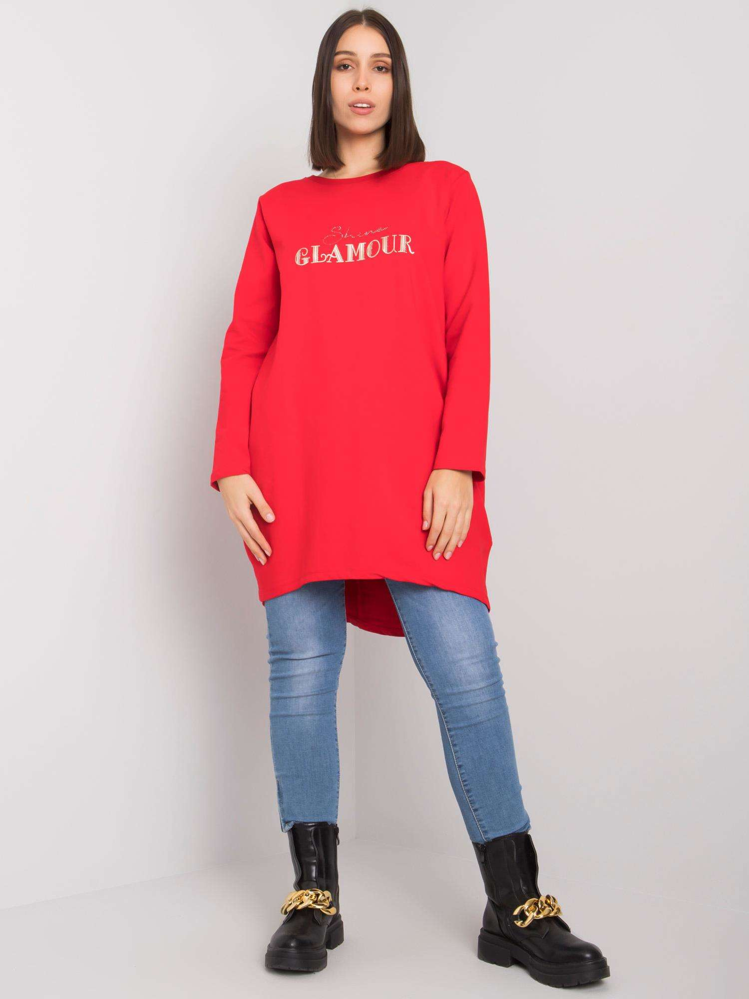 Tunika Plus size RV-TU-7277.76P RELEVANCE Barva: Červená, Velikost: UNI