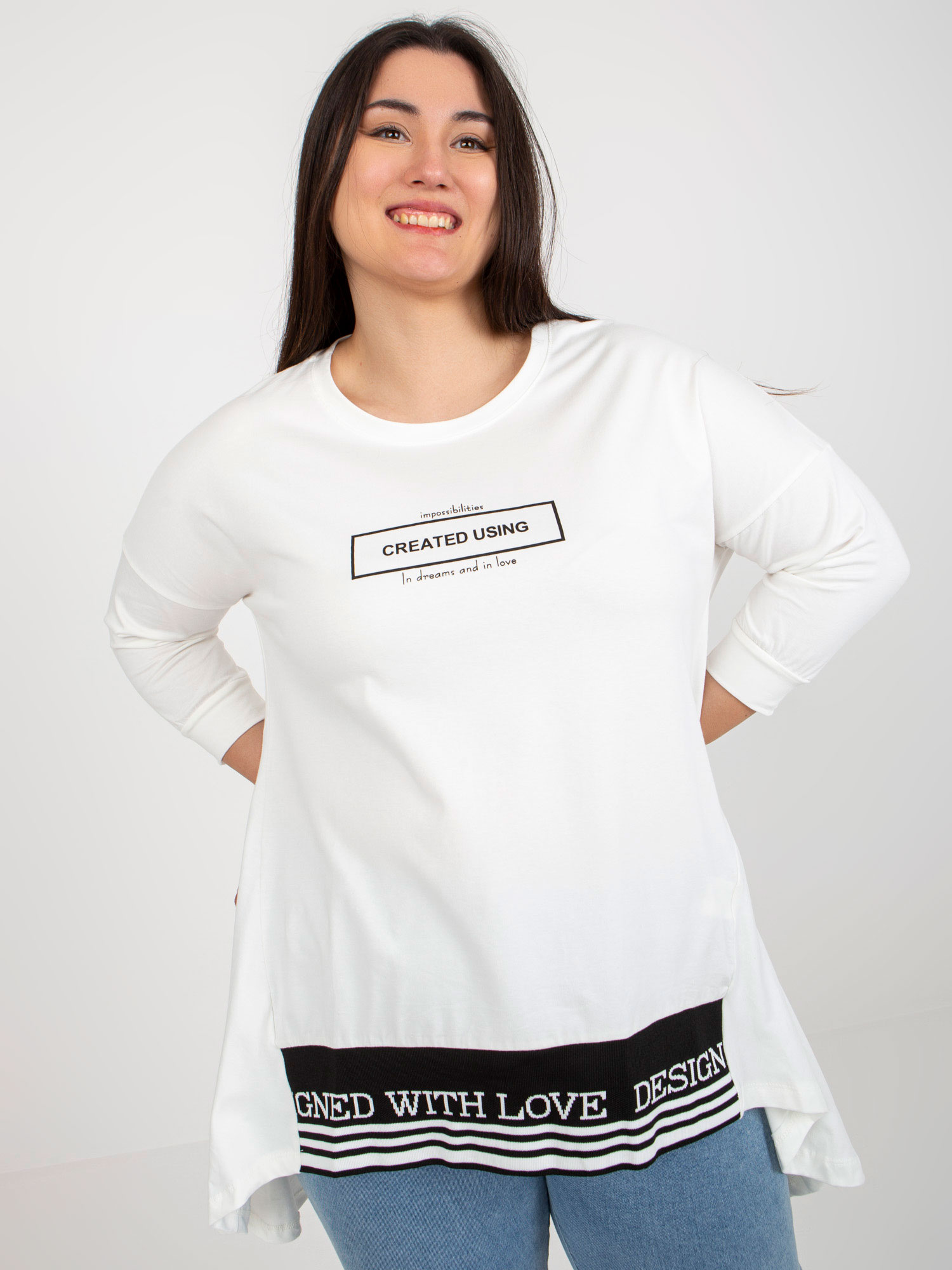 Tunika Plus size RV-TU-7779.69 RELEVANCE Barva: Tělová, Velikost: UNI