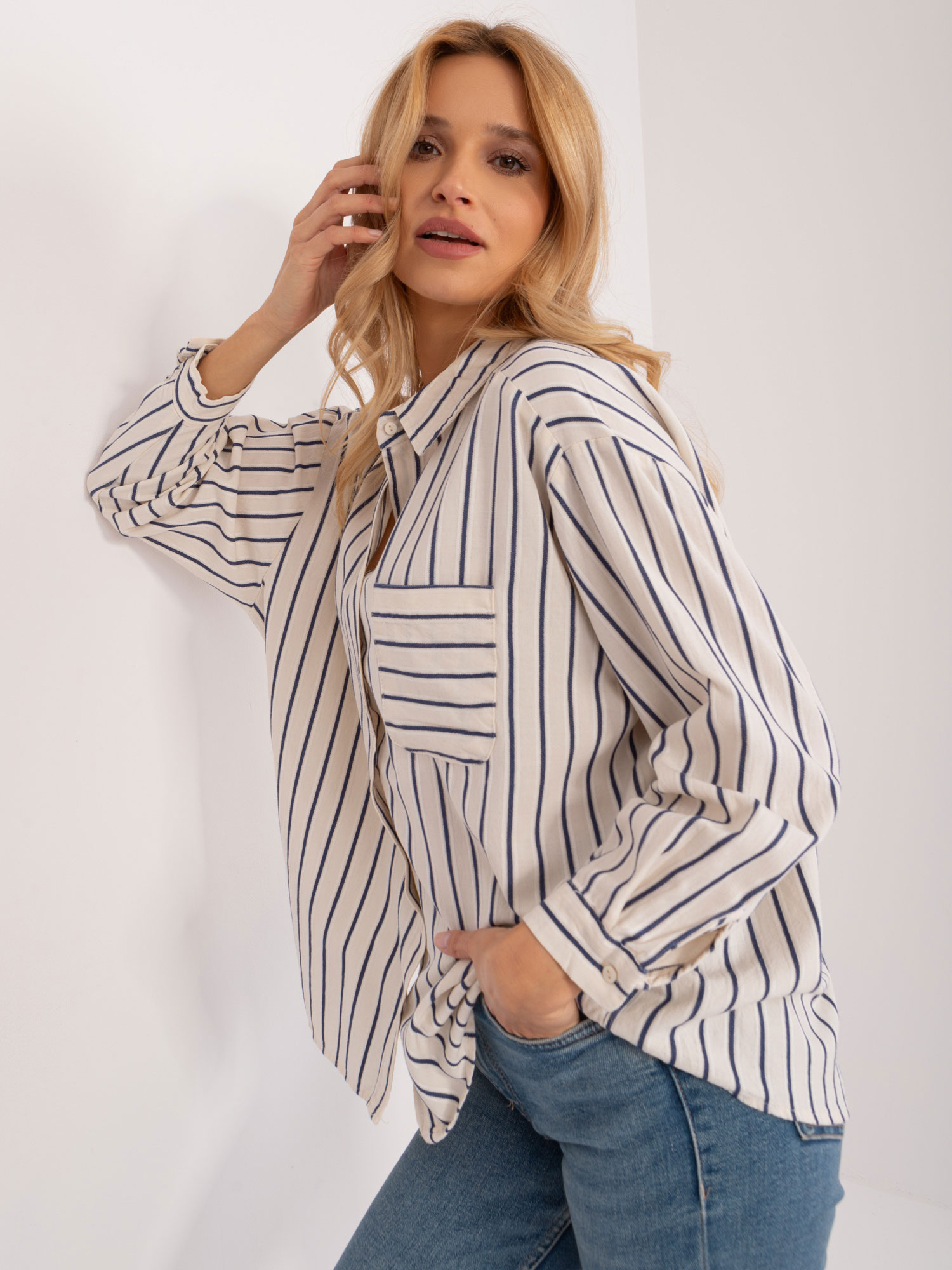 Košile BP-KS-1148.12 BY POMMES LIFE Barva: Modrá, Velikost: S