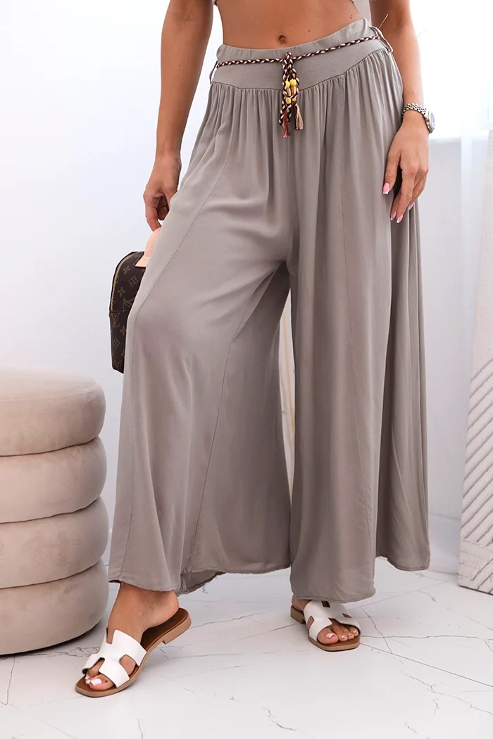 Kesi Dámské kalhoty Iba z viskózy se širokými nohavicemi Barva: Fialová, Velikost: UNI