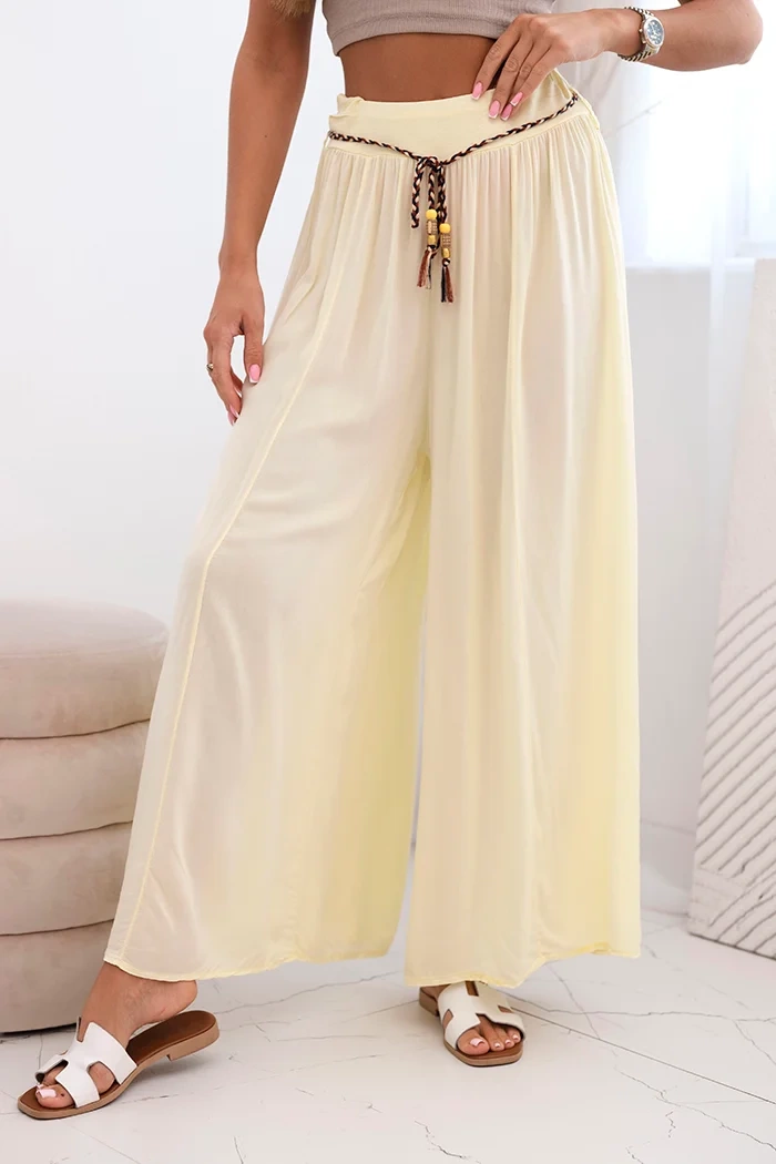 Kesi Dámské kalhoty Iba z viskózy se širokými nohavicemi Barva: Žlutá, Velikost: UNI