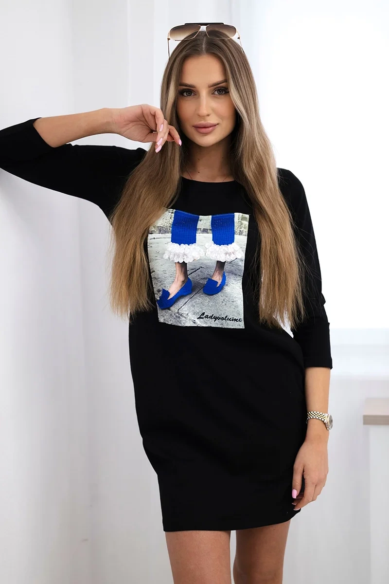 Kesi 3D grafické šaty Oreo se zirkony Barva: Černá, Velikost: UNI