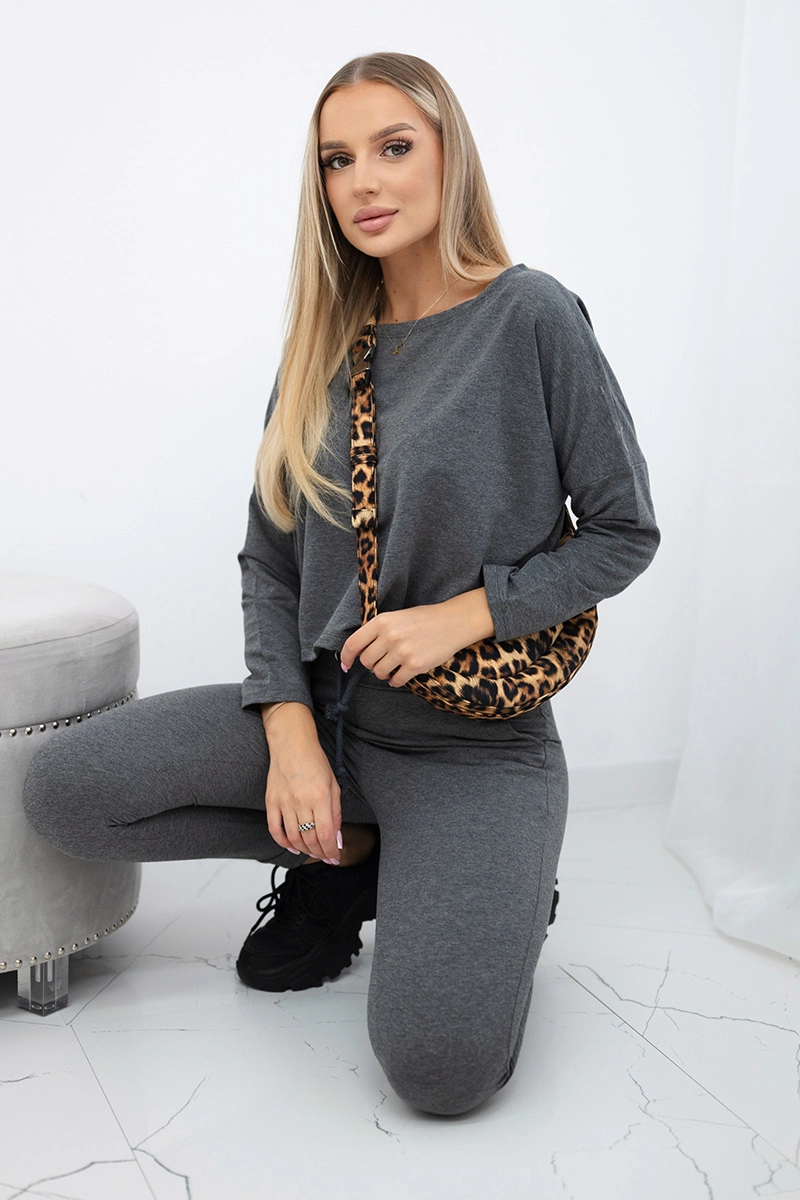 Kesi Souprava  Gracie oversize mikina + tepláky Barva: Šedá - tmavě, Velikost: UNI