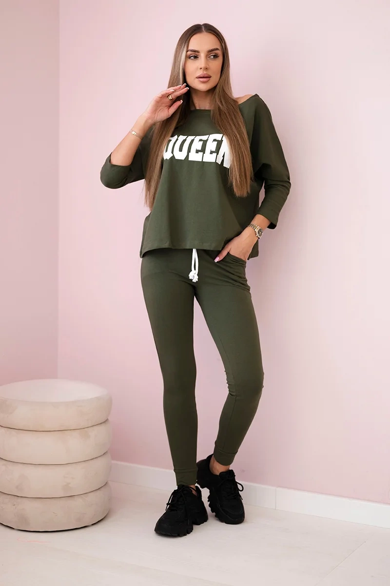 Kesi Dámská sada Queen - mikina + tepláky Barva: Zelená - tmavě, Velikost: UNI