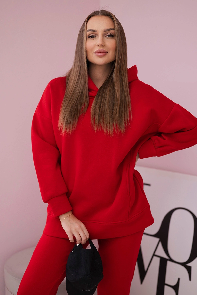 Kesi Dámská zateplená souprava Etta - mikina + tepláky Barva: Červená, Velikost: UNI