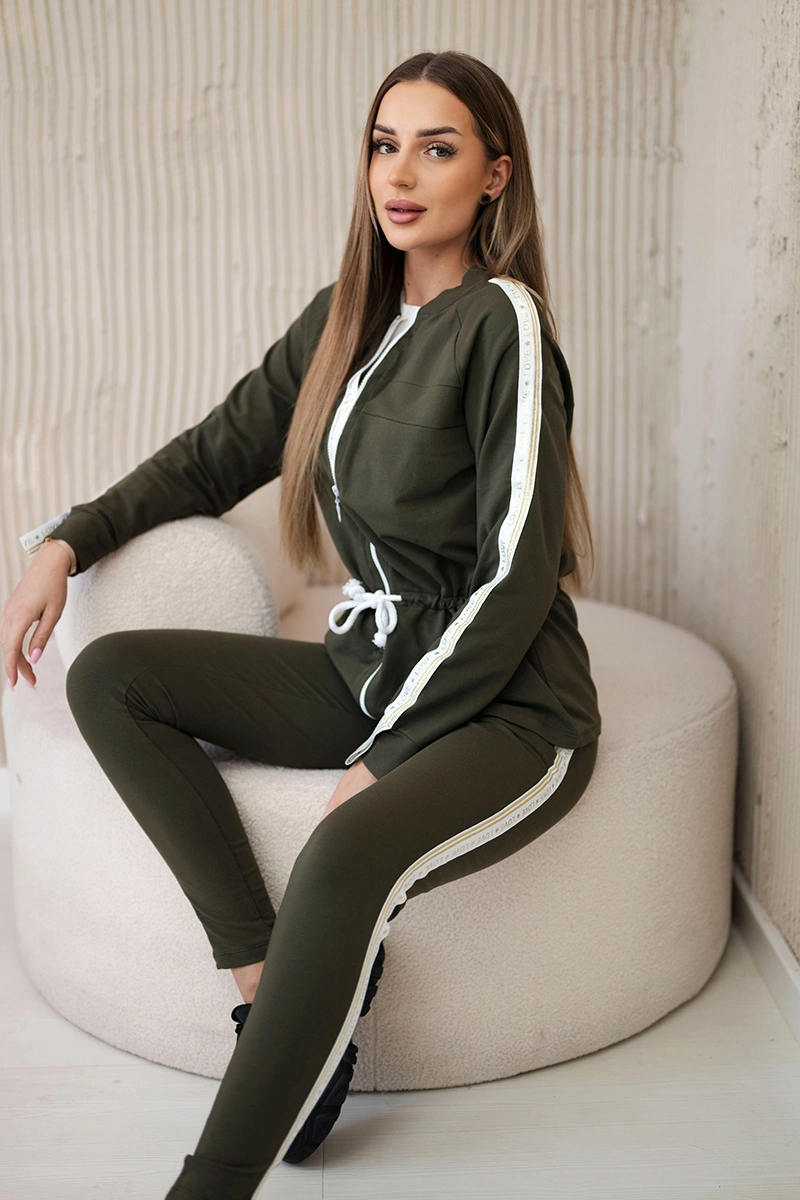 Kesi Dámská bavlněná souprava 67153 s ozdobnými lemy Barva: Zelená, Velikost: UNI