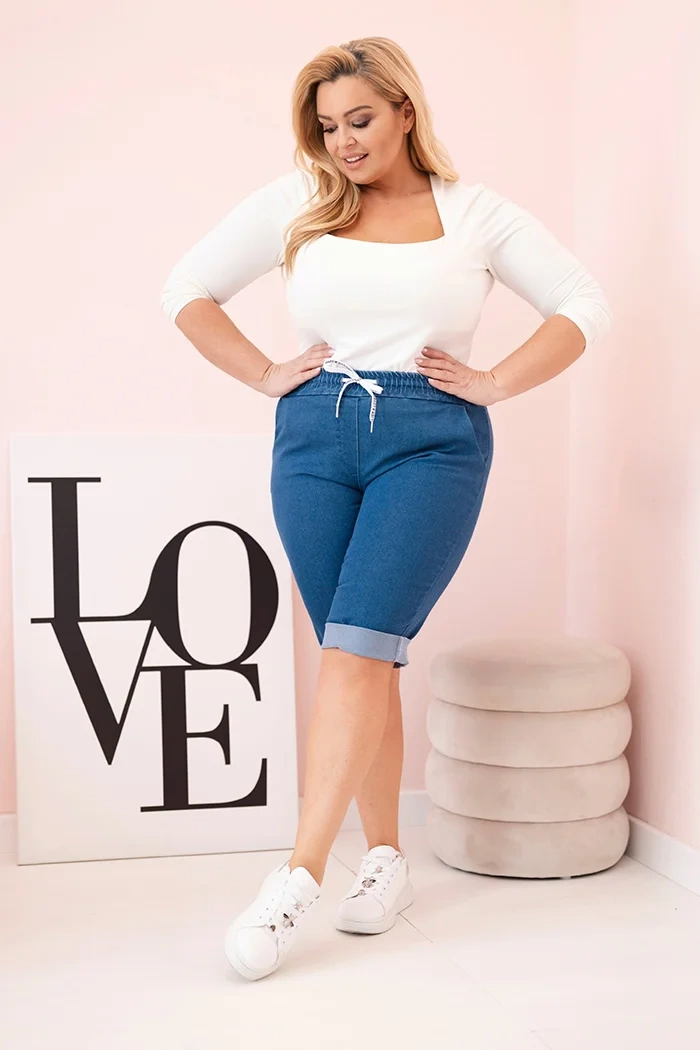 Kesi Šortky Plus Size ART9016 s vázáním Barva: Modrá, Velikost: 4XL