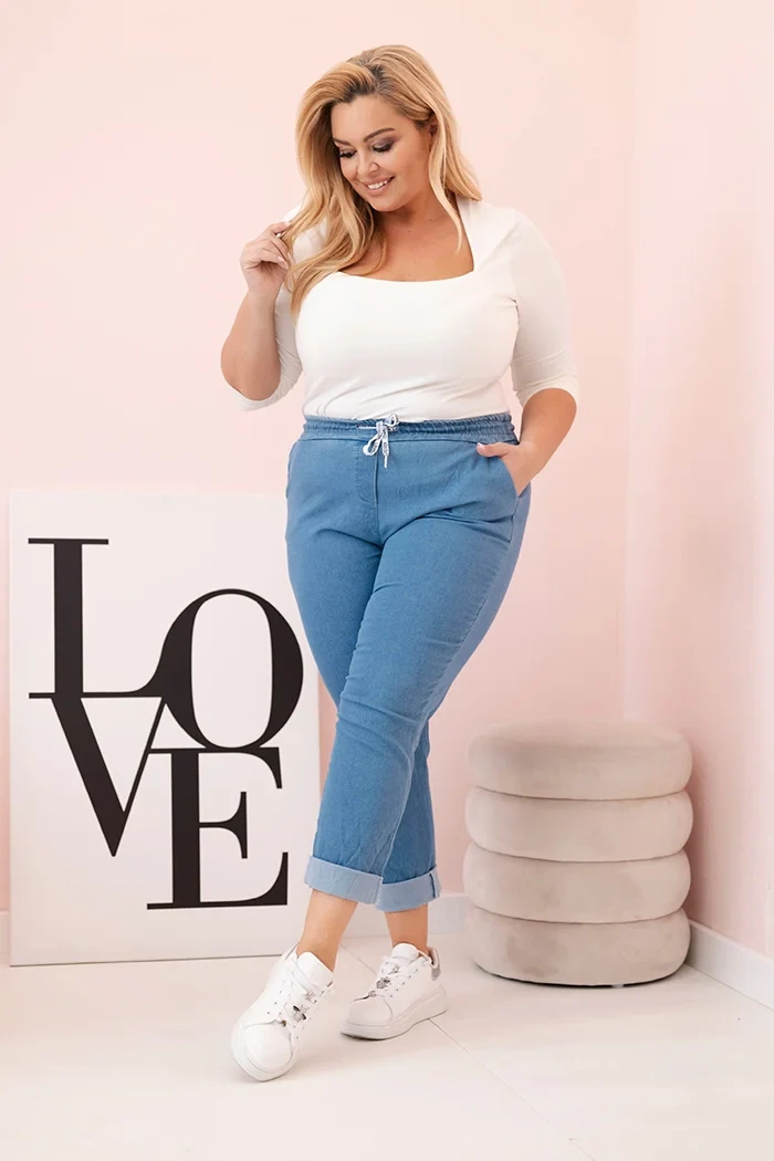 Kesi Džíny Plus Size ART6015 s elastickým pasem Barva: Modrá, Velikost: 4XL