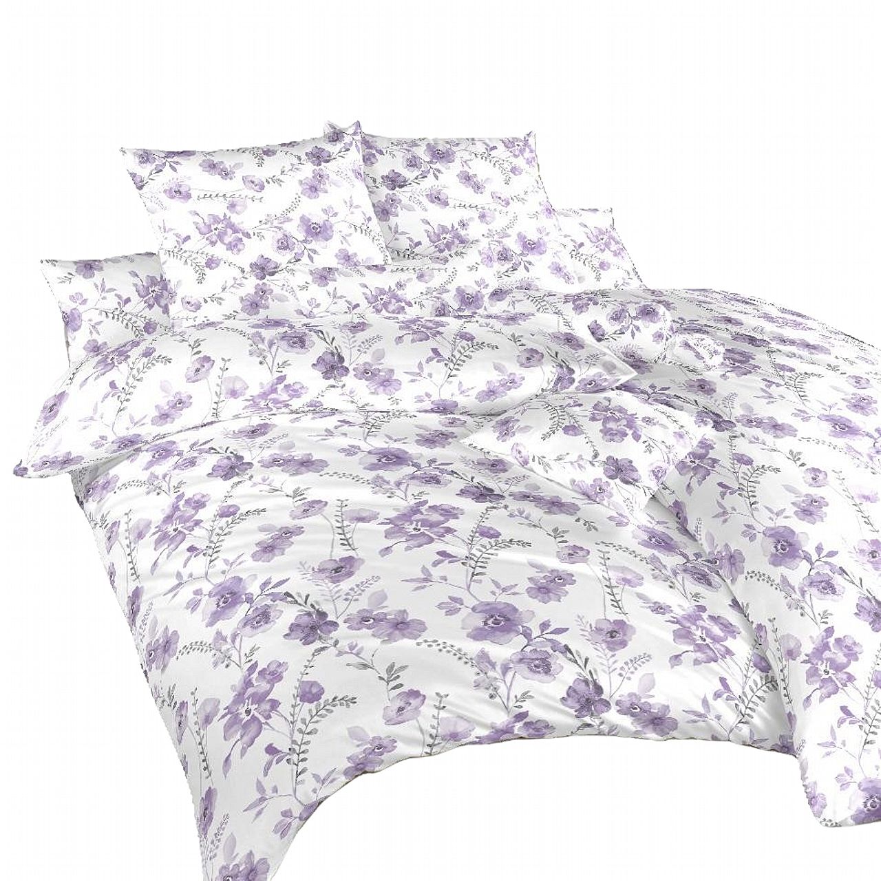 Dadka Povlečení krep Kvítí fialové na bílém Varianta: Povlečení krep Kvítí fialové na bílém 240x220, 2x70x90 cm