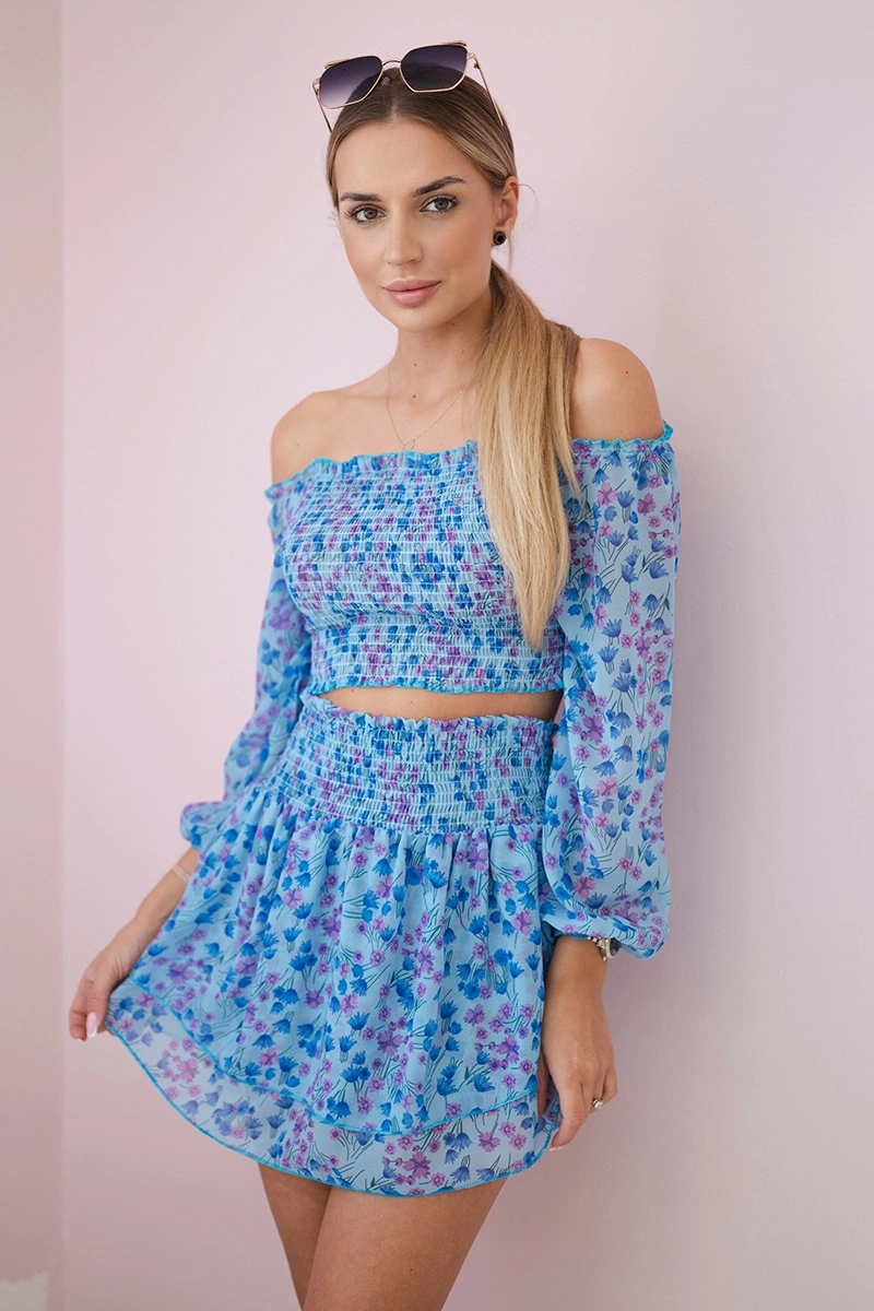 Kesi Dámská sada Amara - top + sukně Barva: Modrá, Velikost: UNI