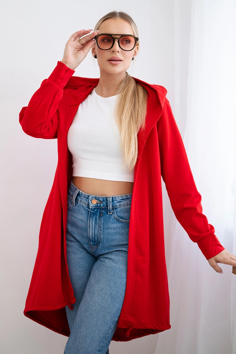 Kesi Dámská dlouhá mikina LOVE s kapucí Barva: Červená, Velikost: UNI