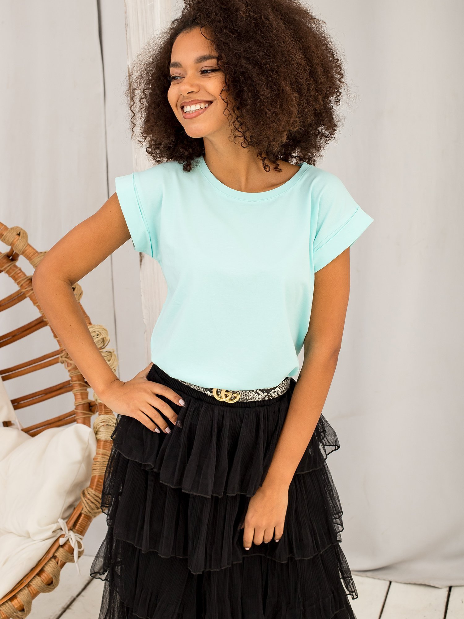 Dámské tričko RV-TS-4833.70P BASIC FEEL GOOD Barva: Zelená, Velikost: XS (obrázek 3)