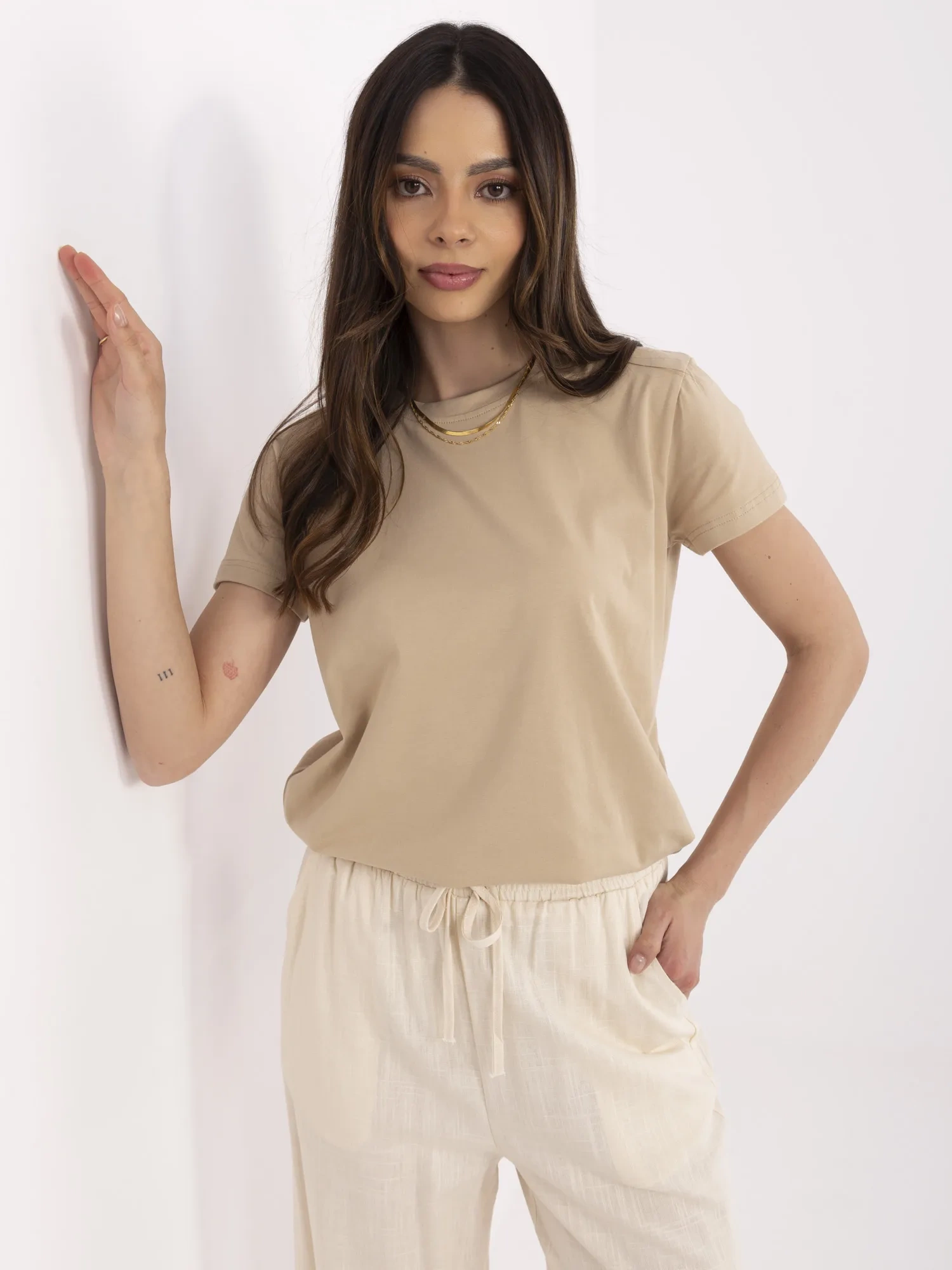 Tričko CLM-TS-1640.87 BASIC FEEL GOOD Barva: Béžová, Velikost: XL