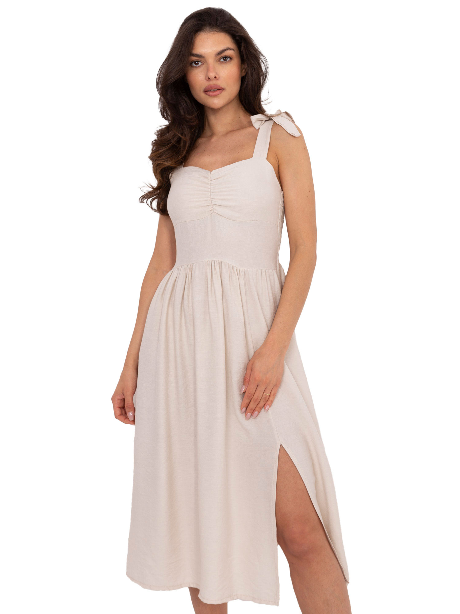 ITALY MODA Šaty-MI-SK-A1830.69 Barva: Béžová, Velikost: UNI