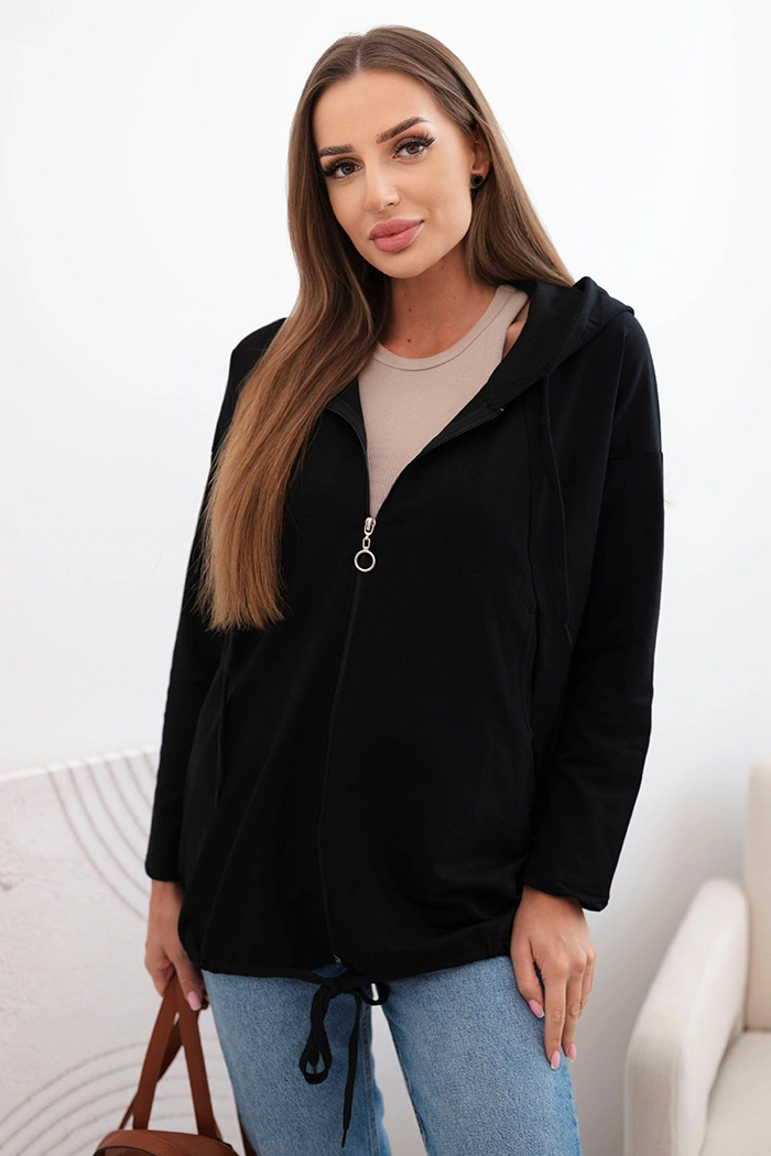 Kesi Dámská mikina 2697 s kapucí a se spodním stahováním Barva: Černá, Velikost: S