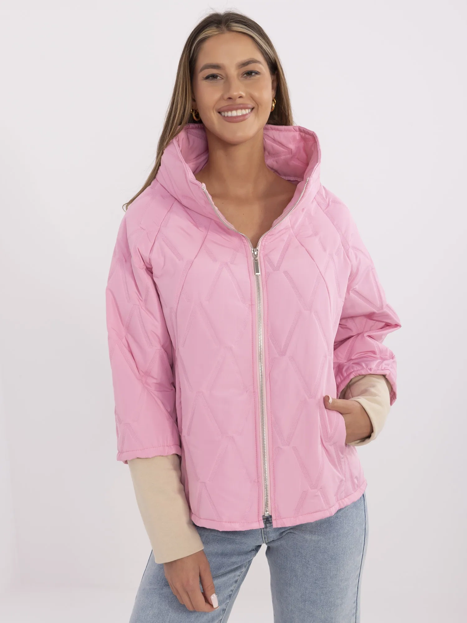 ITALY MODA Bunda -MI-KR-9002-1.74P Barva: Růžová, Velikost: UNI