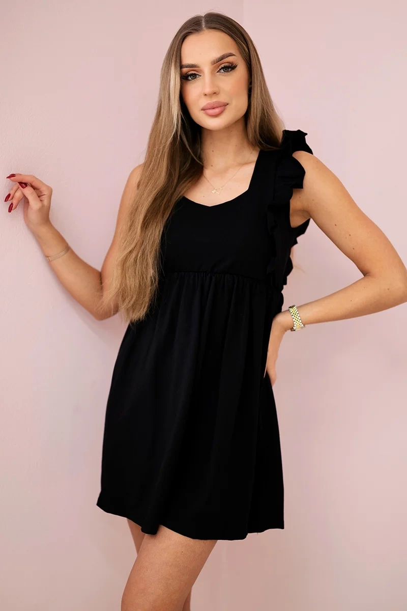 Kesi Šaty 9082 s volánky na bocích Barva: Černá, Velikost: UNI