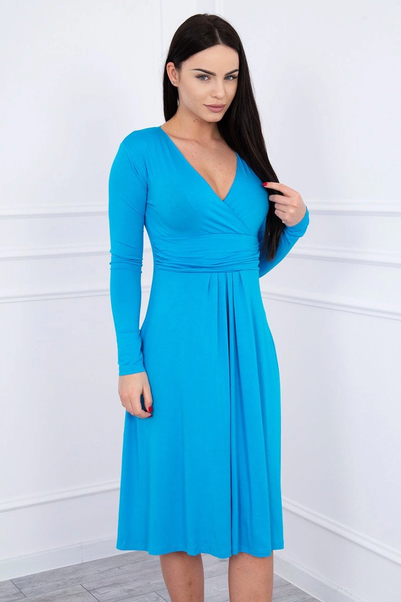 Kesi Šaty 8315 s linií poprsí Barva: Modrá - světle, Velikost: 4XL