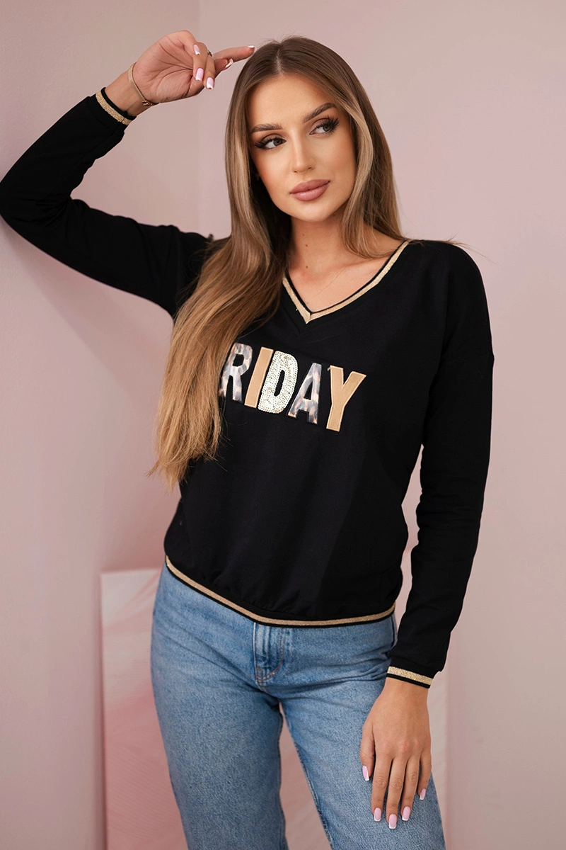 Kesi Dámská mikina s flitrovým nápisem Barva: Černá, Velikost: UNI