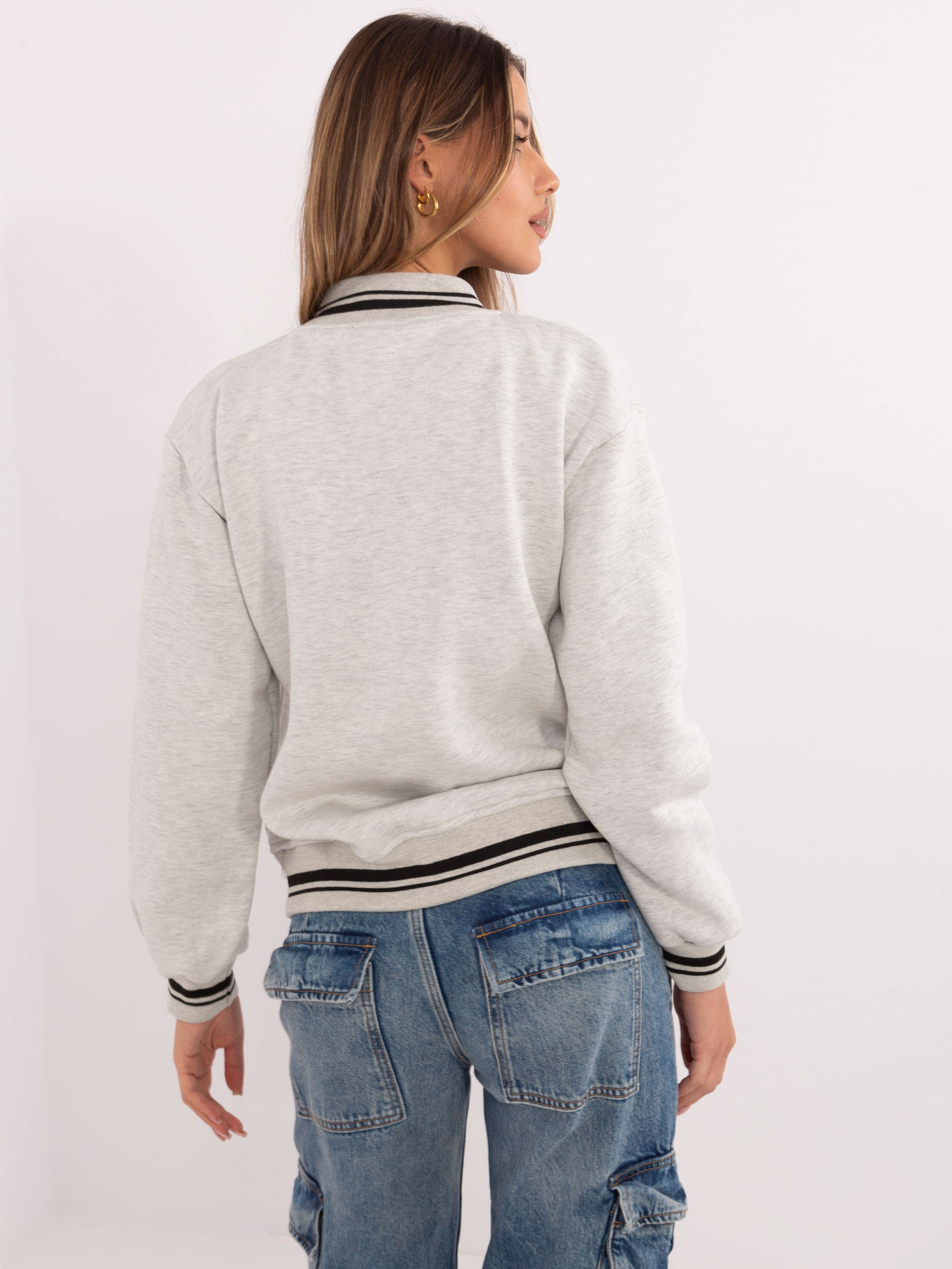 My Red Lips Mikina-EM-BL-895.13X- Barva: Šedá - světle, Velikost: UNI