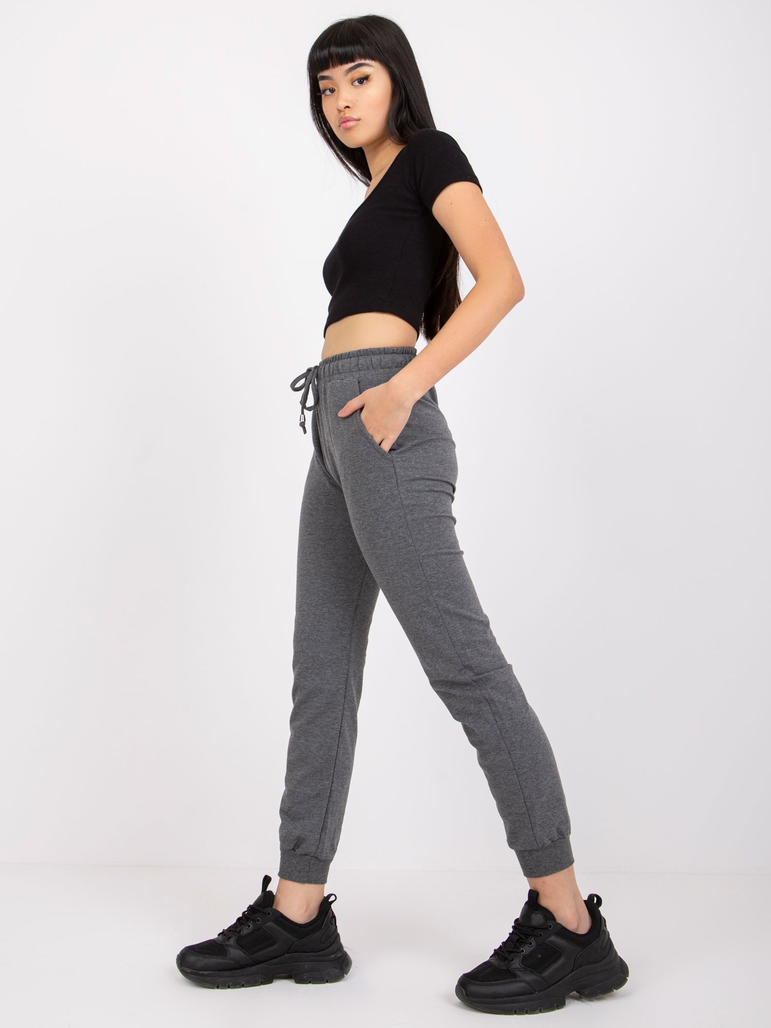 Dámské tepláky RV-DR-5040.09X BASIC FEEL GOOD Barva: Šedá - tmavě, Velikost: M