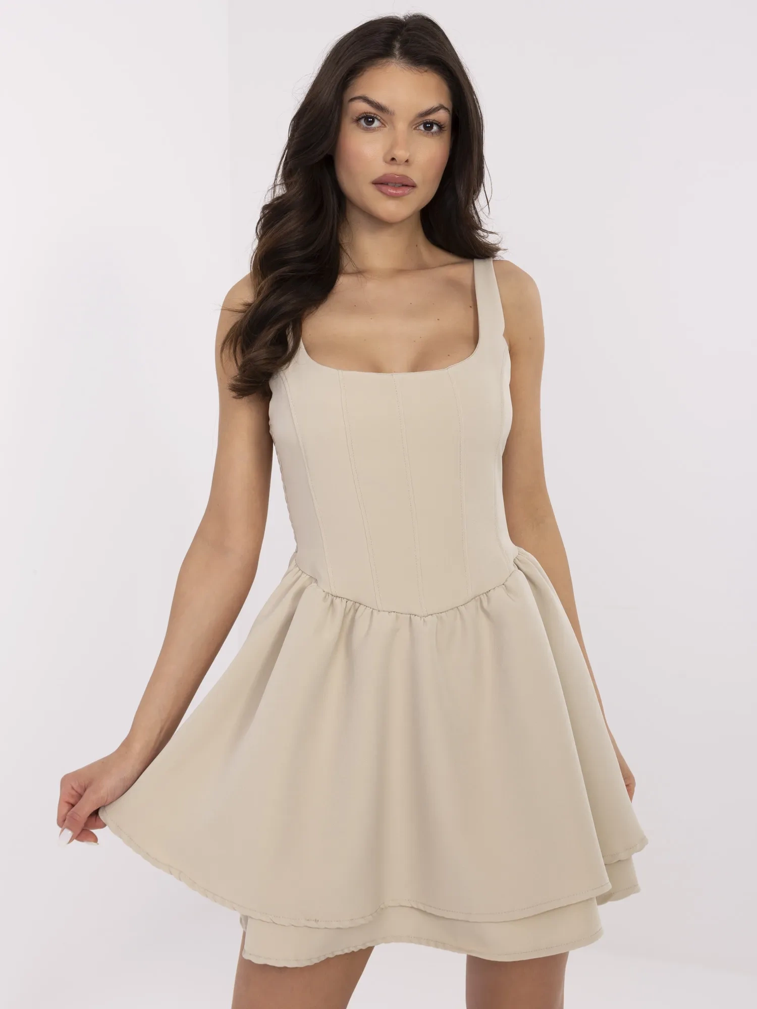 ITALY MODA Šaty -MI-SK-26612.85 Barva: Béžová, Velikost: UNI