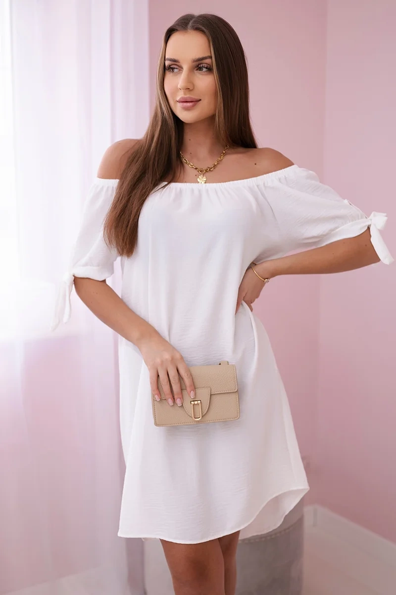 Šaty vázané na rukávech bílé UNI