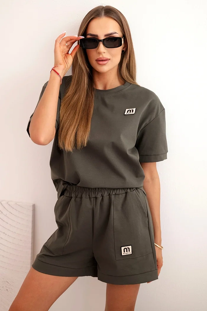 Kesi Dámská souprava 7540 s krátkým rukávem a volnými šortkami Barva: Zelená, Velikost: UNI