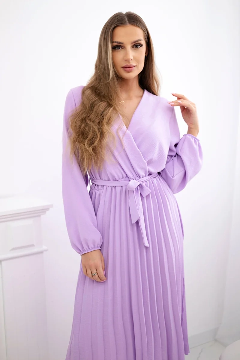 Kesi Šaty 1027M se svázaným plisovaným lemem Barva: Jasny Fioletowy, Velikost: UNI