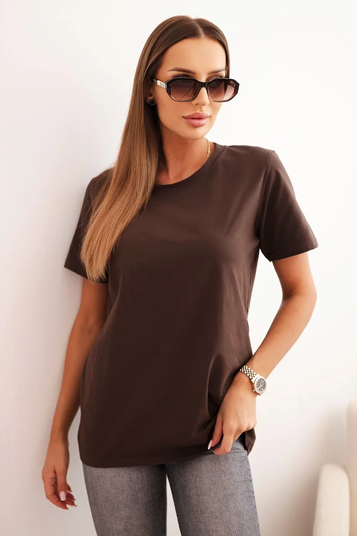 Dámská bavlněná košile klasického střihu hnědá UNI