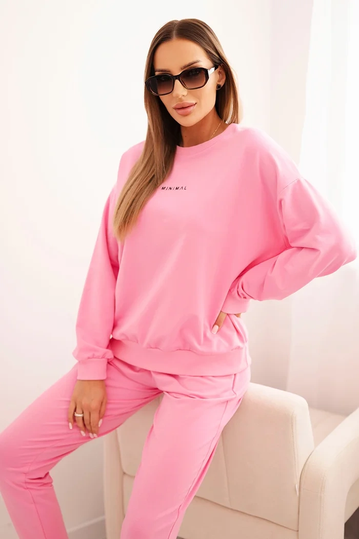 Dámská bavlněná souprava s potiskem Minimal světle růžová UNI