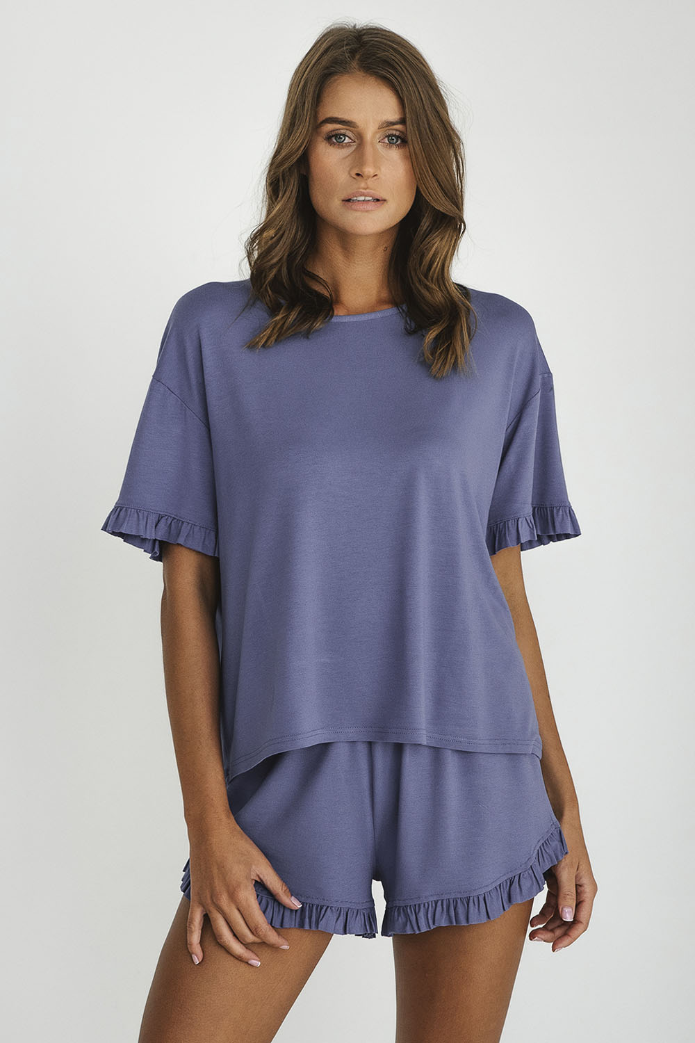 Dámské pyžamo Italian Fashion Styl kr.r. kr.sp. Barva: Modrá - tmavě, Velikost: XL