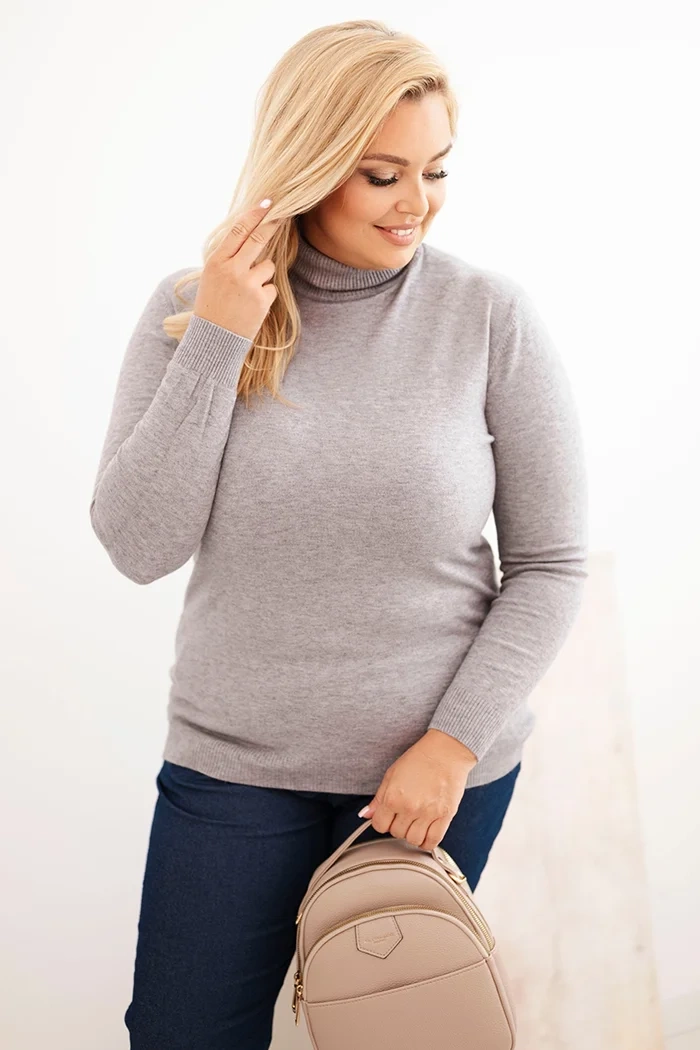 Kesi Dámský rolák Plus Size 1060 z viskózy Barva: Šedá, Velikost: UNI