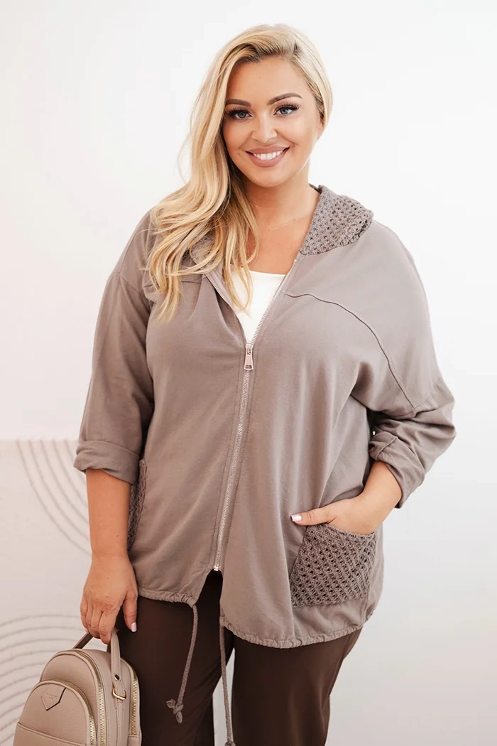 Kesi Dámská mikina Plus Size ART3636 s dlouhým rukávem Barva: Fialová, Velikost: UNI