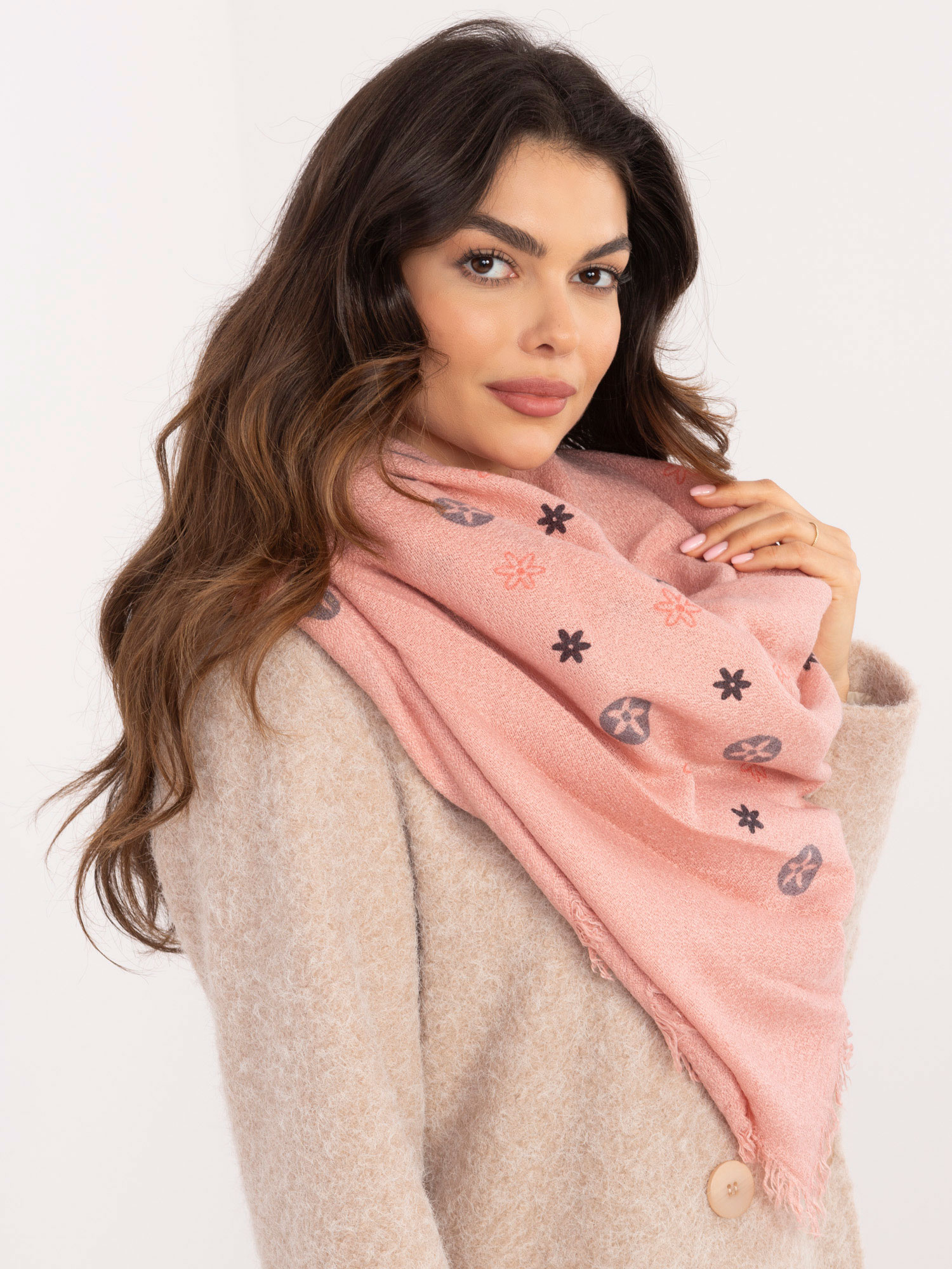 Šála AT SZ 23504.93P růžová jedna velikost