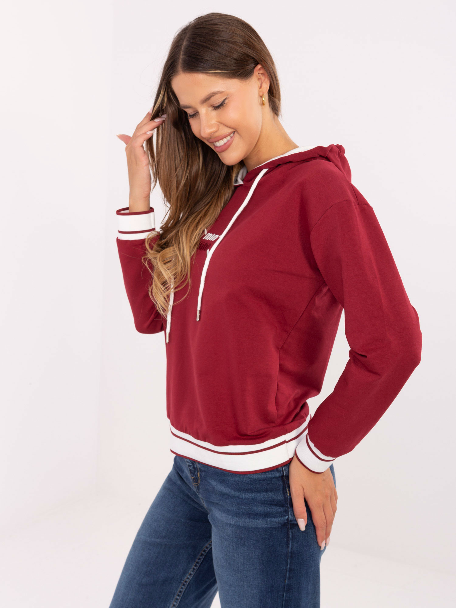 RELEVANCE Mikina -RV-BL-A857.47 Barva: Bordó, Velikost: UNI