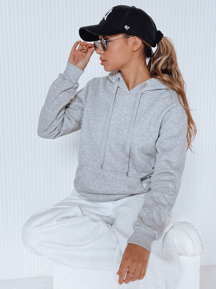 Šedá dámská mikina BASIC s kapucí BY0155 S