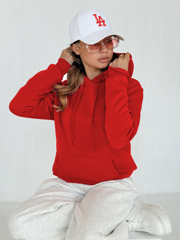 Červená dámská mikina BASIC s kapucí BY0175 XXL