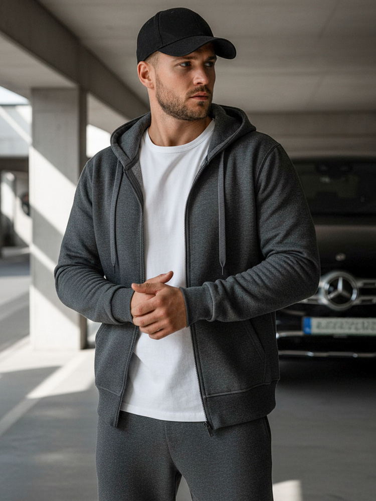 Pánská mikina na zip antracitová BX2196 M