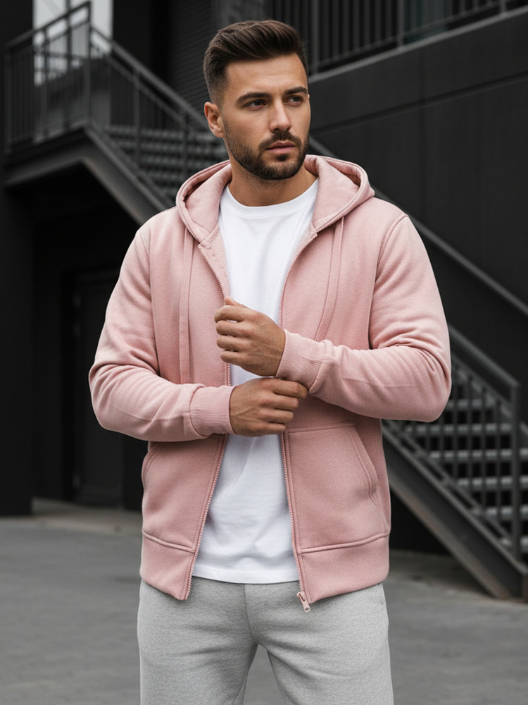 Růžová pánská mikina BX4834 M